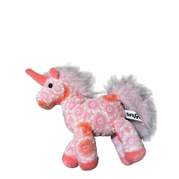 Toys R Us Pink Unicorn Plush Stuffed‎ Animal Toy 11" Floral